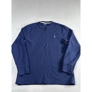 Polo Ralph Lauren Men's Large Navy Blue Waffle Knit Thermal Long Sleeve